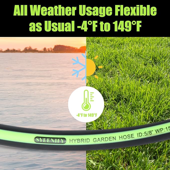 Garden Leader Hose 5/8 in. x 6 ft Short Water Hose Male/Female Heavy Duty Hybrid Garden Hose No Kink and Flexible Rubber Hose for Dehumidifier,Vehicle Water Filter and Camp Water Tank