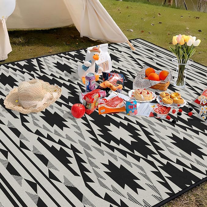 Boho Picnic Blankets Waterproof Foldable, 80″X80″ Tribal Large Picnic Mat Outdoor Blanket for Grass, Thick Beach Blanket Sandproof Picnic Accessories for Camping Party Park Patio Hiking