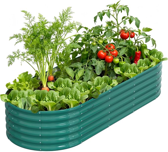 8x3x1.5ft Galvanized Raised Garden Bed, 18" Tall Metal Raised Beds for Gardening, Large Planters Boxes for Outdoor Plants Vegetables, Flowers, Herbs & Tomatoes, Above Ground Garden Beds Kit, Green