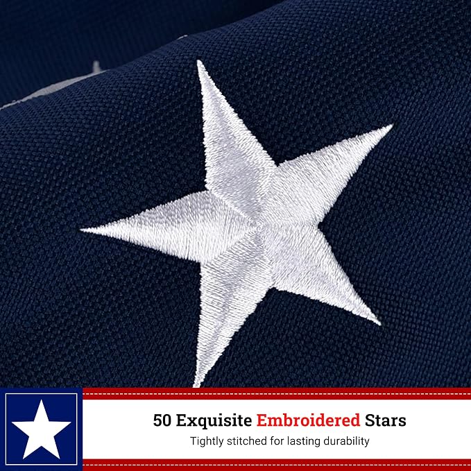 American Flag 3x5 FT for Outside, Heavy Duty 210D Polyester USA Flag with Embroidered Stars, Sewn Stripes & Brass Grommets for All Weather High Wind Resistant Flags for House, Yard, Garden