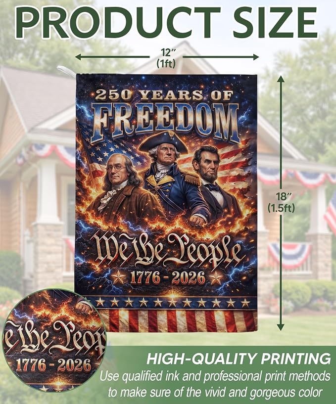 1776-2026 Commemorative, 250 Anniversary Usa Flag, 250th Anniversary Patriotic Design, We The People Flags, Doubleided Outdoor Yard Decoration For Independence Day 5 (12x18 Inch)