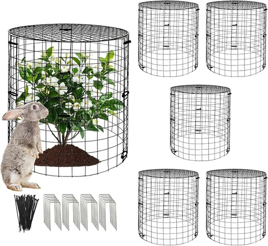 Garden Plant Protectors from Animals,Metal Plant Cage Chicken Wire Cloche with Ground Stakes and Nylon Tie,Garden Plant Protectors for Flower Vegetable to Keep Animals Out-11.8"x 12.6" (6)