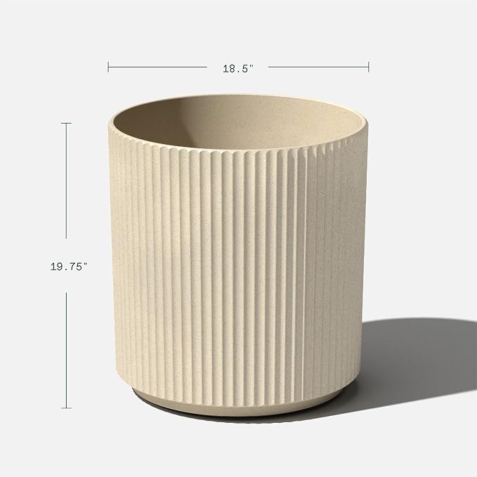 Veradek Demi Series Round Planter for Porch, Patio, Backyard | Durable Plastic-Stone Composite Material | Modern Décor for Tall Plants, Flowers