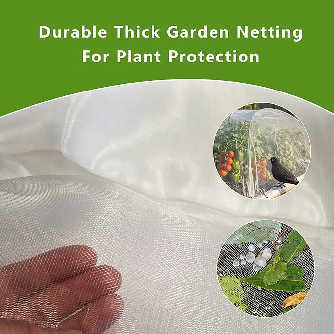 Durable Garden Fine Mesh Netting, 10x33ft Insect Netting for Plant | Thicker Plant Cover for Raised Bed, Row Cover, Pest Barrier for Vegetables Flowers, mosquito netting