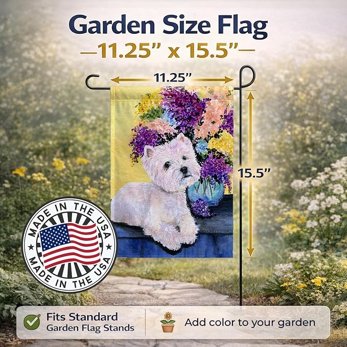 Caroline's Treasures SS8291GF Westie Garden Flag Mailbox Flag Decorative Yard Flag Banner Outside Patio Artwork Yard Flower Beds, Garden Size, Multicolor