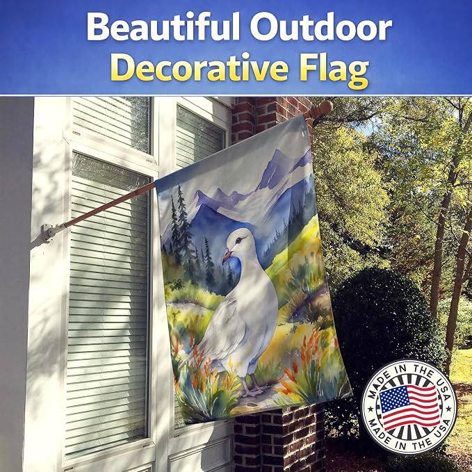 Caroline's Treasures Alaska Willow Ptarmigan House Flag Large Porch Sleeve Pole Decorative Outside Yard Banner Artwork Wall Hanging, Polyester, House Size, Multicolor