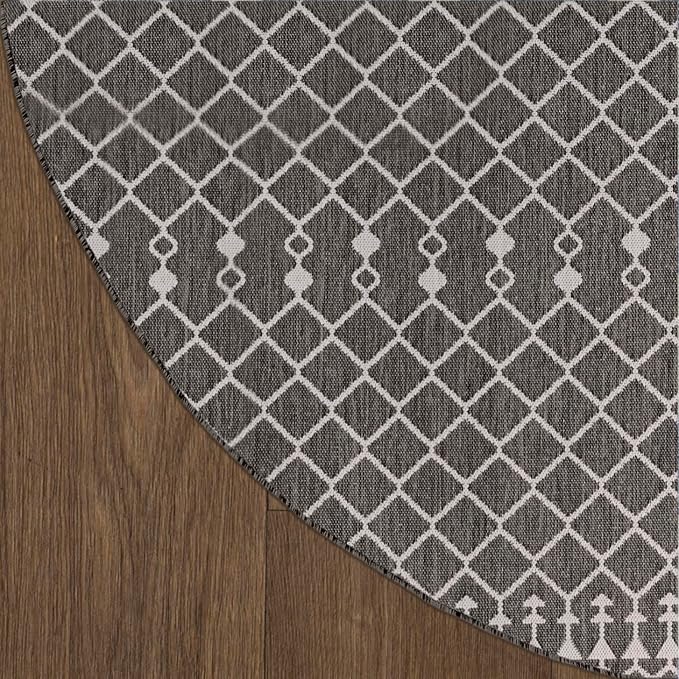 Nourison Home Positano Black 8' x Round Area Rug - Easy Clean, Non Shedding, Bed Room, Living Room, Dining Room, Kitchen (8' x Round)
