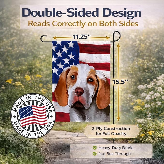 Caroline's Treasures CK6406GF Ariege Pointer Dog American Flag Garden Flag Mailbox Flag Decorative Yard Flag Banner Outside Patio Artwork Yard Flower Beds, Garden Size, Multicolor