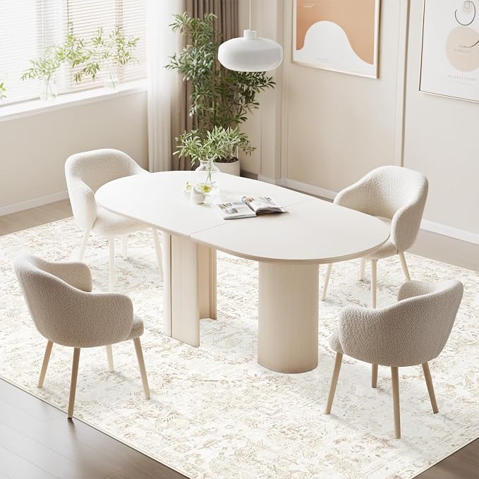 5x7 Area Rugs for Living Room: Washable Rug Vintage Large Rugs Soft Non Slip Low Pile Rug Floral Distressed Floor Carpet for Bedroom Kitchen Nursery Dining Room Home Office (Beige, 5'x7')