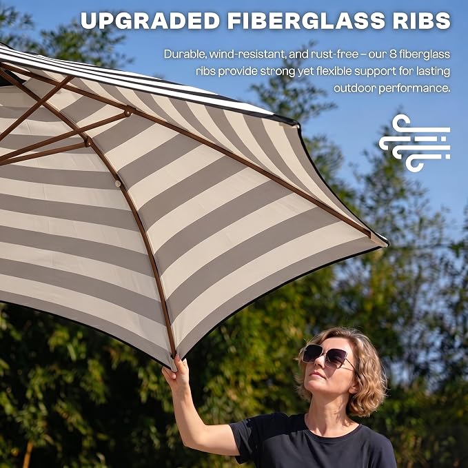 7.5ft Patio Umbrella, Outdoor Table Market Umbrella with Smooth Crank Lift, 6 Windproof Fiberglass Ribs, UPF50+ UV Protection for Deck, Pool, Garden and Backyard