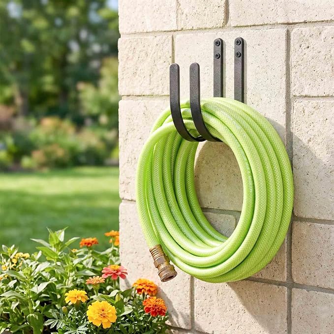 Hose Holders Wall Mount: 4Pcs Heavy-Duty Metal Garden Hose Hanger Outside | Rust-proof Hanging Hose Rack Hook Mount for Water Hose
