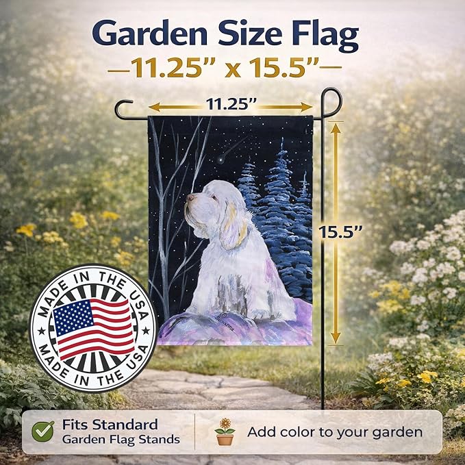 Caroline's Treasures SS8346GF Clumber Spaniel Garden Flag Mailbox Flag Decorative Yard Flag Banner Outside Patio Artwork Yard Flower Beds, Garden Size, Multicolor