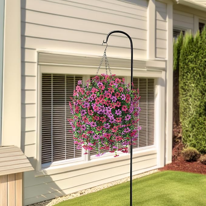INQCMY Artificial Faux Hanging Flowers Plants Basket for Outdoor Outside Spring Summer Decoration,UV Resistant Fake Silk Daisy in Planter Resistant Look Real for Home Porch Balcony Patio Yard Decor