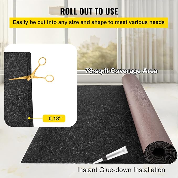 Happybuy 6 ft x 13 ft Black Marine Carpet for Boats Waterproof - 0.18" Thick Indoor Outdoor Rug Carpet Roll for Home Patio Porch Deck