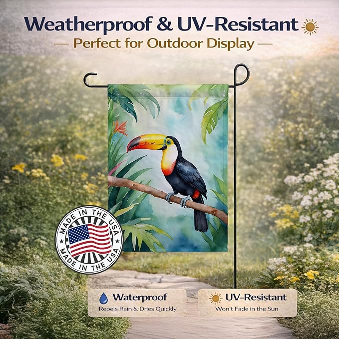 Caroline's Treasures Toucan Garden Flag Mailbox Flag Decorative Yard Flag Banner Outside Patio Artwork Yard Flower Beds, Garden Size, Multicolor