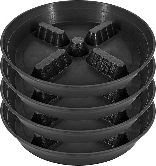 4 Pack Plant Saucer 8 inch, 10 12 14 17 inch, Plant Stand Plastic Plant Saucers for Indoors Outdoor, Heavy Duty Flower Planter Drip Trays for Pots, Pot Saucers for Plants, Grow Bags Saucers