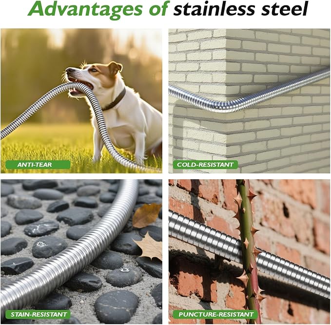 GARDENWORK Garden Hose,75ft Stainless Steel Garden Hose,Metal Hose with 10 Function Sprayer Nozzle,Flexible,Never Kink & Tangle for Outdoor,Yard,Lawn,Patio,Car