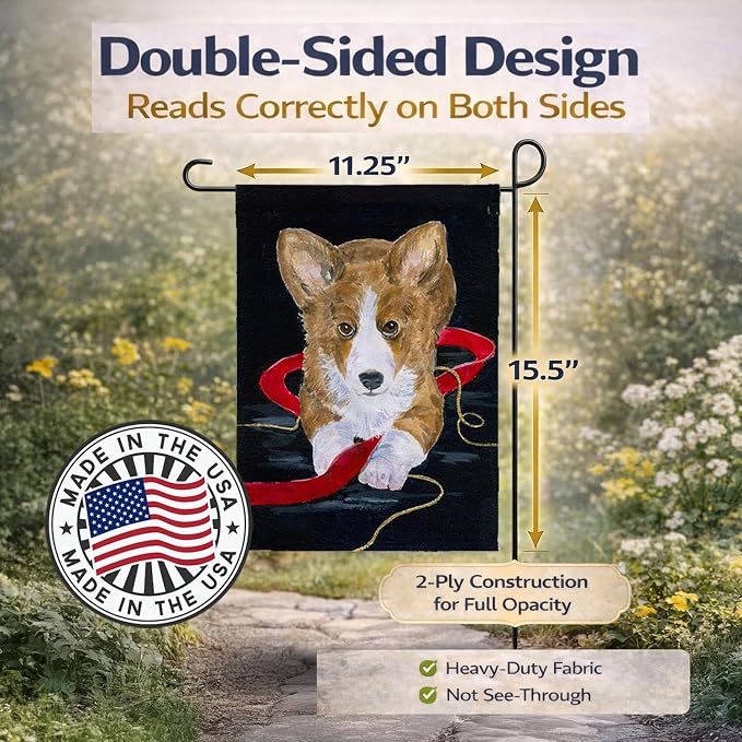Caroline's Treasures SS8570GF Corgi Garden Flag Mailbox Flag Decorative Yard Flag Banner Outside Patio Artwork Yard Flower Beds, Garden Size, Multicolor