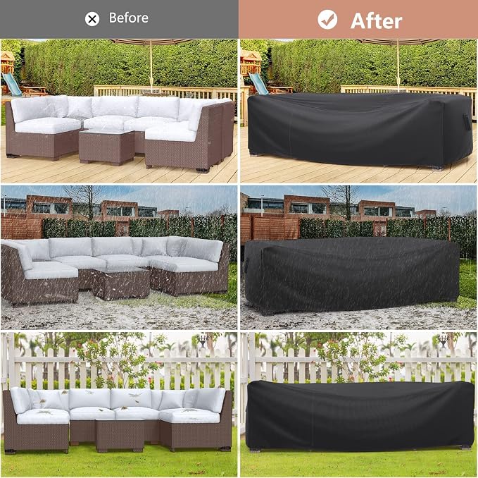 Mrrihand Heavy Duty Patio Furniture Covers, Outdoor Furniture Covers Waterproof Sectional Sofa Set, Patio Table and Chair Set Cover 102" L× 74" W× 28" H
