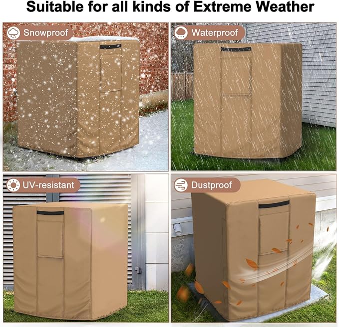 Mrrihand Central Air Conditioner Cover for Outside Units Waterproof Heavy Duty AC Unit for Outdoor Large AC Cover for Winter (36"X36"X39")-Brown