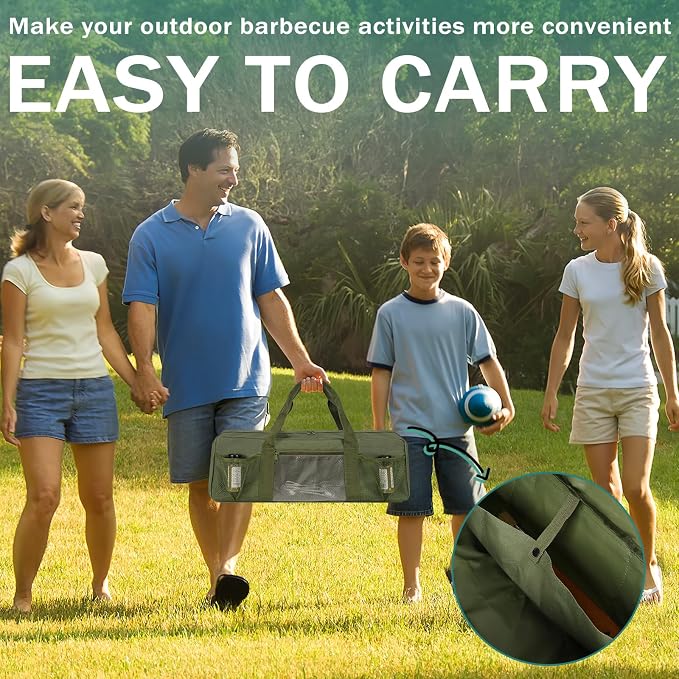 Grill Tool Storage Bag, Large Grill Utensil Storage Caddy with Pockets, Portable Grill Accessory Storage Bag for Outdoor Camping & BBQ (Green)