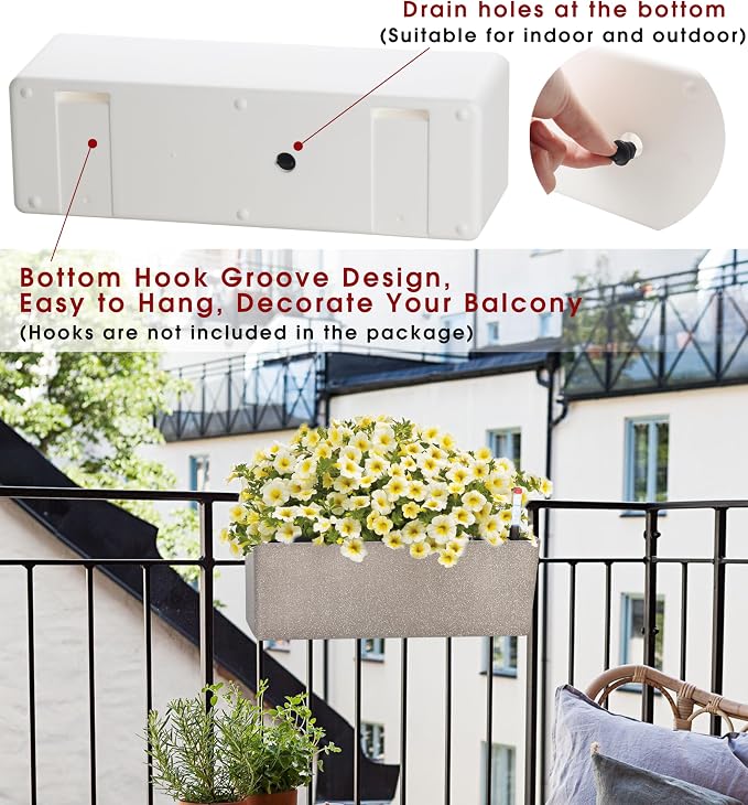Elongated Self Watering Planter Pots Window Box 5.5 x 16 inch Indoor Home Garden Modern Decorative Planter Pot for All House Plants Flowers Herbs (Coffee,1-Pack)