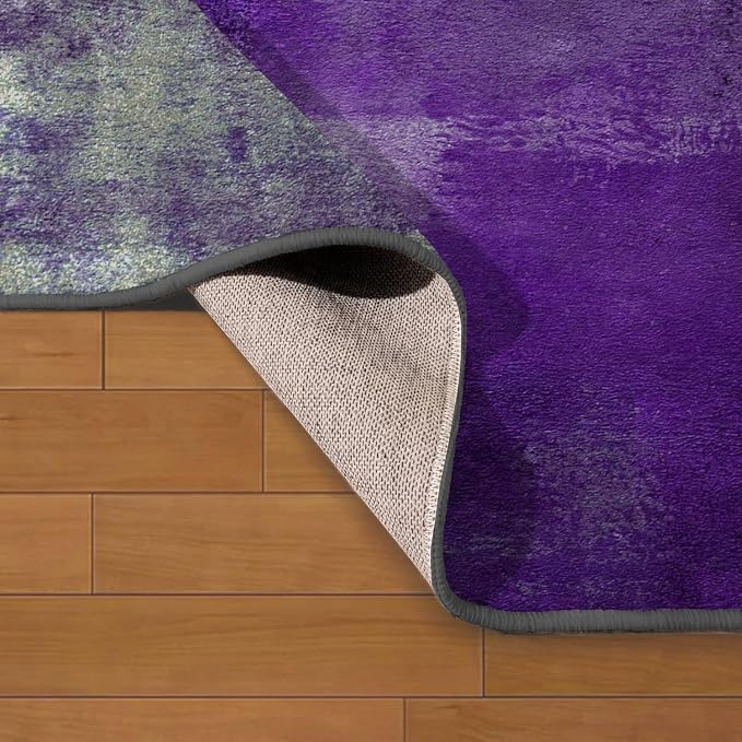 LOKMU Non-Slip Area Rugs Purple and Grey Abstract Art Home Decor Rugs Carpet for Classroom Living Room Bedroom Dining Kindergarten Room, 8'x10'