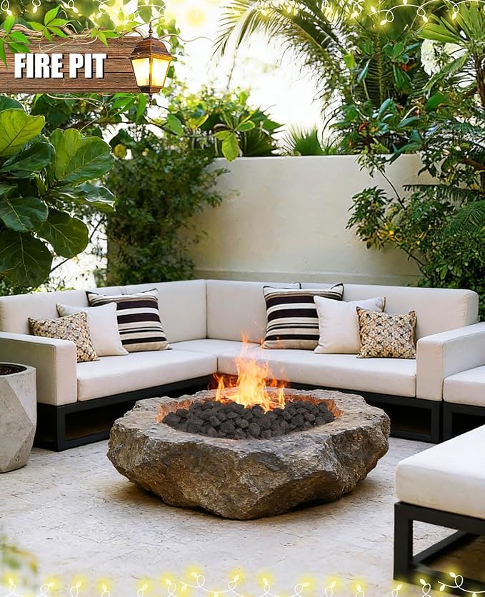 20 lbs Durable Black Lava Stones for Indoor Gas Fireplaces, Fire Pits, and Fire Pit Tables, Gas Fireplace Rocks, 0.8-1.2 Inch Fire Pit Stones for Outdoor Grills and Landscaping