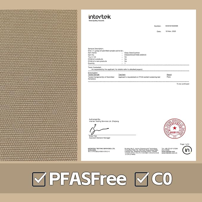Outdoor 24"x24" Deep Seat Patio Cushion Set of 2, Outdoor Chair Cushions with Water-Resistant UV Resistant Weather Resistant Sectional Sofa Pad and Removable Covers,Beige