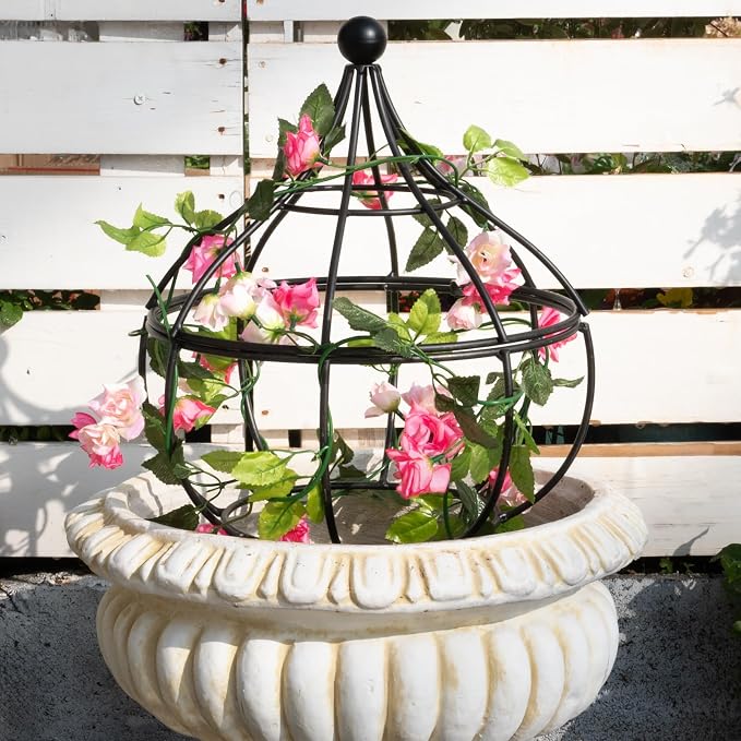 Sturdy Metal Garden Obelisk Trellis for Climbing Plants - 12" x 18.1" Versatile Support for Roses, Topiaries & Houseplants - Easy to Assemble, Durable & Decorative for Indoor/Outdoor Displays
