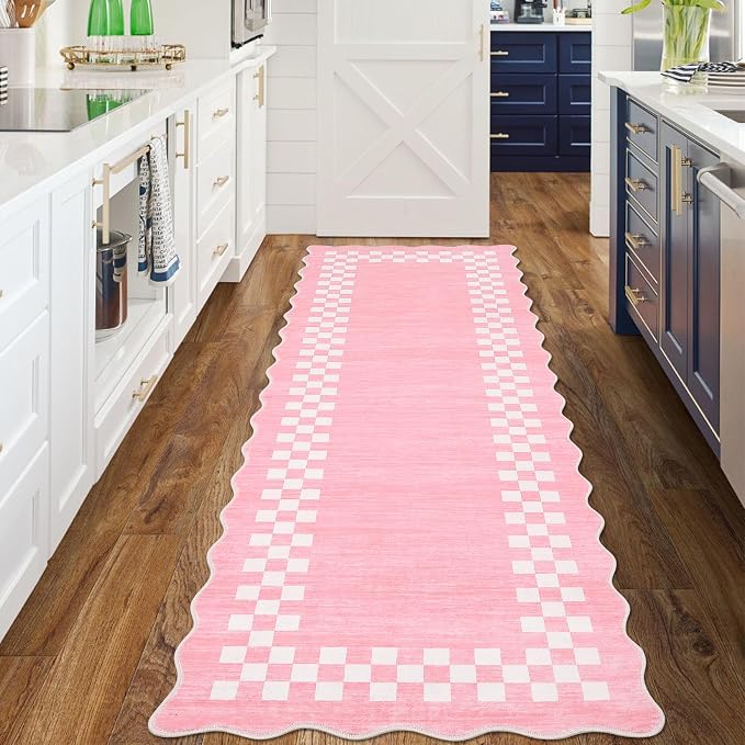 GarveeHome Hallway Runner Rug 2x6 Non Slip Scalloped Washable Rug for Kitchen