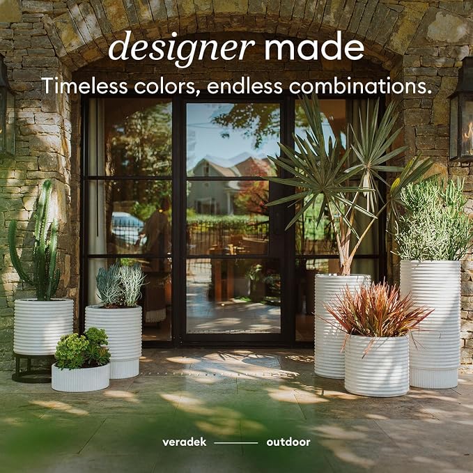 Veradek Mod Series 5" Bowl Planter for Indoor or Outdoor Tabletop/Balcony | Durable Plastic-Stone Composite Material | Modern Décor for Flowers, Succulents, Small Plants
