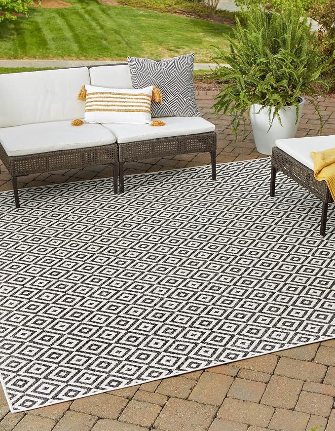 Jill Zarin Jill Zarin Outdoor Collection Area Rug - Costa Rica (10' Square Charcoal Gray/Ivory)