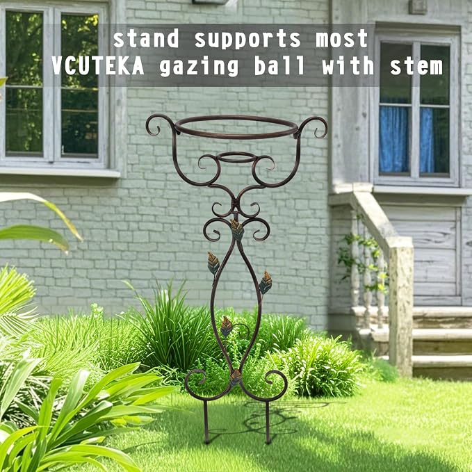 VCUTEKA Gazing Ball Stand, Metal Garden Gazing Globes Stand for 8-10" Balls | 30" H Gazing Balls Stand, Metal Gazing Globe Stand for 8-10 Inch Garden Gazing Globe, Indoor Outdoor Décor Accessories