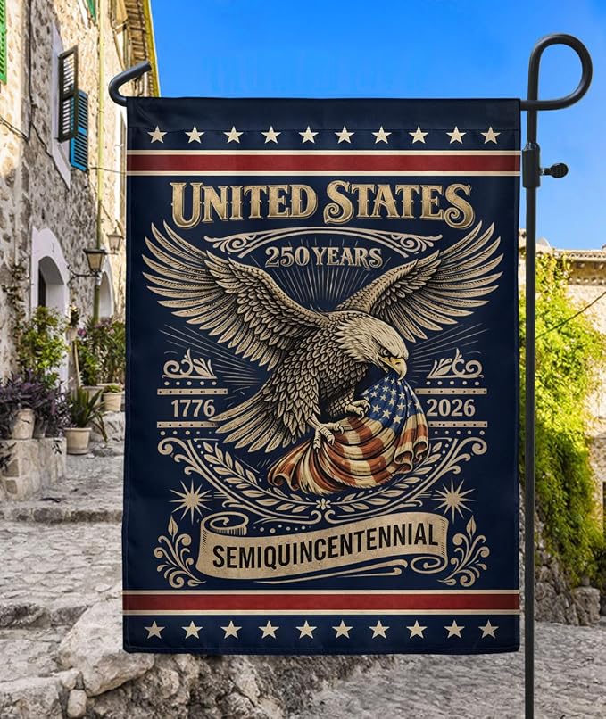 1776-2026 Commemorative, 250 Anniversary Usa Flag, Dualided Design, American 250th Anniversary Patriotic Design, American Flag With Eagle, Garden Flags For Outside 1 (12x18 Inch)