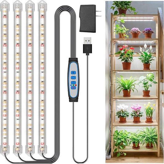 Kullsinss Grow Lights for Indoor Plants, 16" Full Spectrum Plant Grow Light Strip with Upgrade Timer 6/12/16 Hrs, 3 Spectrum Modes, 240 LEDs Sunlike Growing Lamp for Seedlings Hydroponics Succulent