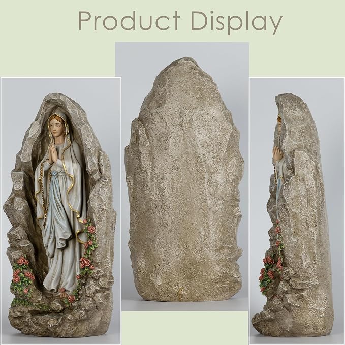 Grace4Joy Our Lady of Lourdes Statue - 24 Inches Virgin Mary Statue Outdoor Catholic Garden Decor, Our Lady of Lourdes Grotto Sculpture for Home Yard Patio Lawn Hallway Decor