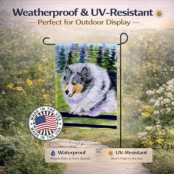 Caroline's Treasures SS8305GF Sheltie Garden Flag Mailbox Flag Decorative Yard Flag Banner Outside Patio Artwork Yard Flower Beds, Garden Size, Multicolor