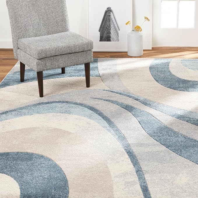 Home Dynamix Tribeca Slade Contemporary Abstract Area Rug, Blue/Grey, 7'10"x10'6"