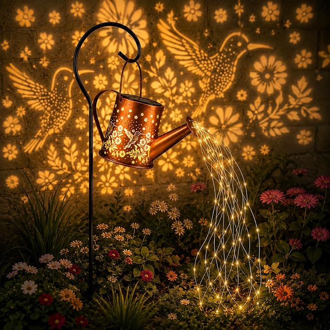 Solar Watering Can Light, Solar Powered Hanging Lantern Landscape Lights, Decorative Garden for Yard Waterproof Garden Decor, Gifts for Mom, Grandma（Hummingbird）