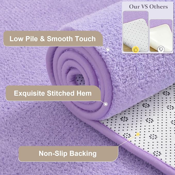 Keeko 4x6 Area Rugs for Living Room,Soft Washable Memory Foam Bedroom Rug | Indoor Throw Rug Low Pile Minimalist Non Slip Carpet for Kids Nursery Classroom Dorm Room Home Decor Purple