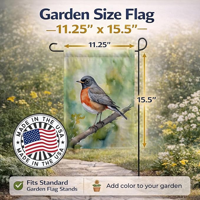 Caroline's Treasures Connecticut American Robin Garden Flag Mailbox Flag Decorative Yard Flag Banner Outside Patio Artwork Yard Flower Beds, Garden Size, Multicolor
