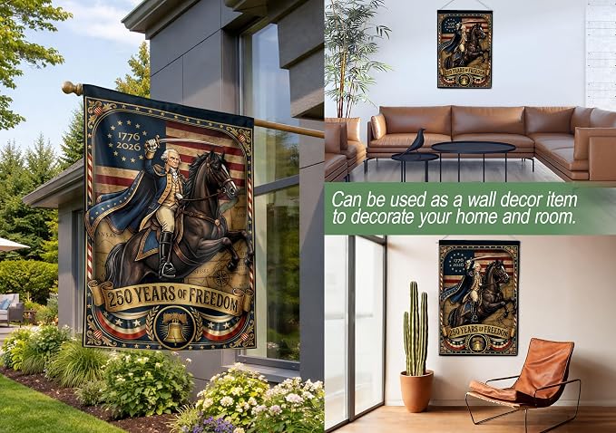 250 Years Of Freedom Flag, 250th Anniversary Usa Commemorative Flags, American 250th Anniversary Patriotic Design, 1776-2026 Commemorative Banner, Garden Flags For Outside, Front And Back Print 1 (30x40 Inch)