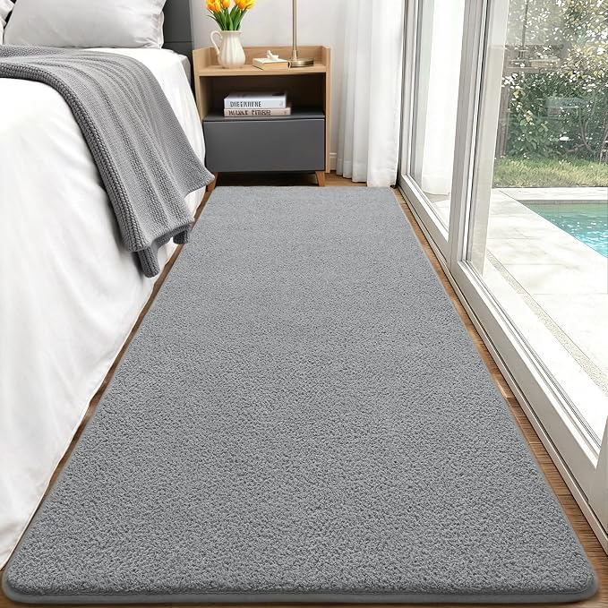 Keeko 2x8 Area Rugs for Living Room,Soft Washable Memory Foam Bedroom Rug | Indoor Throw Rug Low Pile Minimalist Non Slip Carpet for Kids Nursery Classroom Dorm Room Home Decor Grey