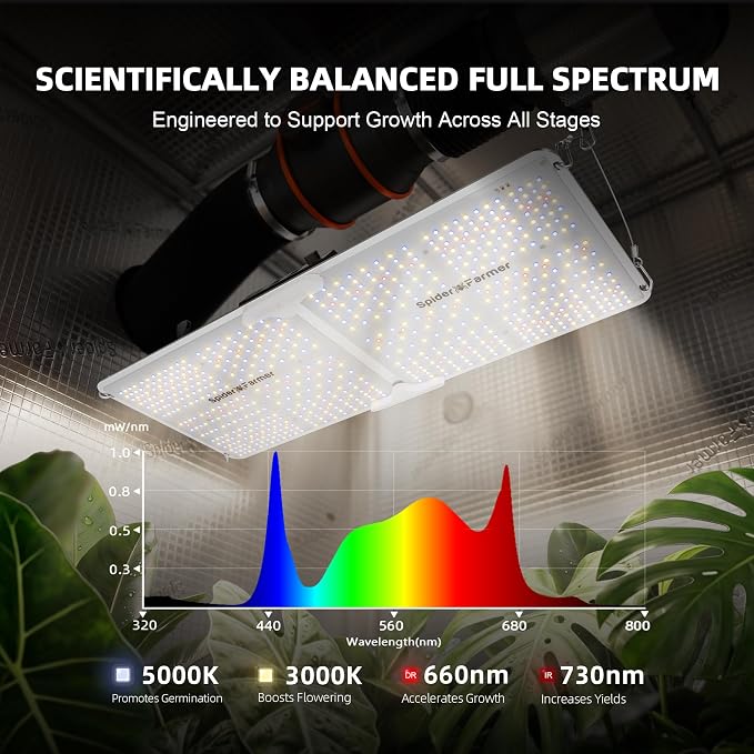 Spider Farmer SF2000 200W LED Grow Light for Indoor Plants, Upgraded High Efficiency LEDs, Dimmable Full Spectrum High PPFD, Deep Penetration for Seed Starting/Vegetables/Bloom in 2x4 Grow Tent