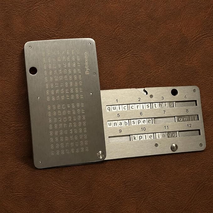 crypto seed phrase storage, metal seed phrase plate, Bybkxeo S1,24-Word Capacity, Fire/Corrosion Resistant, Compatible with Ledger/Trezor/KeepKey (silver S1)