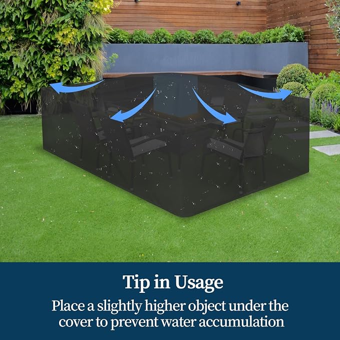 Easy-Going Square Patio Furniture Cover Waterproof Outdoor Dining Table and Chair Cover Anti-UV Outside Sectional Sofa Set Covers (76"L x 76"W x 28"H, Black)