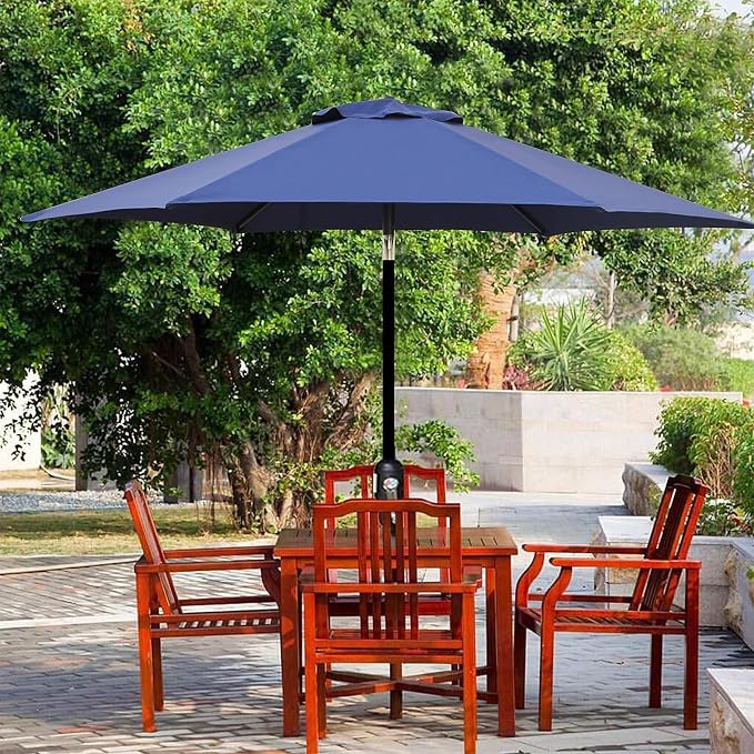 Blissun 7.5 ft Patio Umbrella, Yard Umbrella, Outdoor Market Umbrella with Push Button Tilt Crank (Navy Blue)