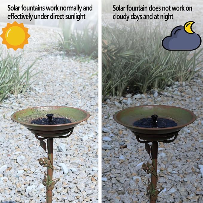 28.5" H Solar Bird Bath for Outside,Solar Fountain and Cast Iron Bird Bath,Metal Bird Baths Bubbler,Birdbaths for Outdoors,for Garden Outdoor Decoration