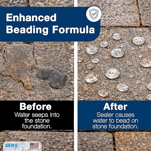 Natural Stone & Patio Sealer (Clear Natural Finish) Penetrating Commercial Grade Outdoor Indoor Natural Stone Grout Sealer - Protects Pavers Pools Patios Decorative Landscape Stones (1 Gallon) H2100S2